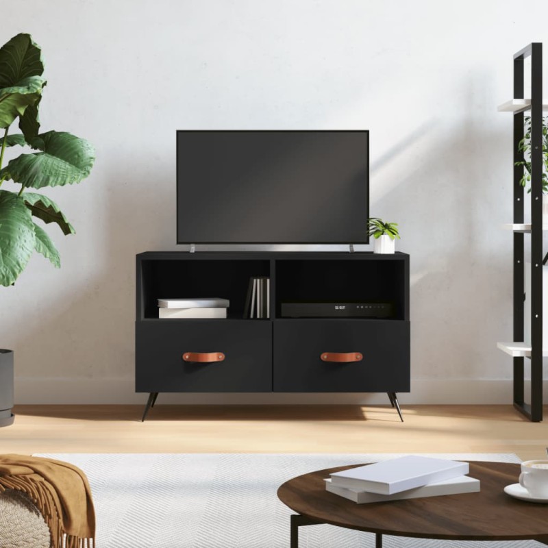 vidaXL Mueble para TV madera contrachapada negro 80x36x50 cm