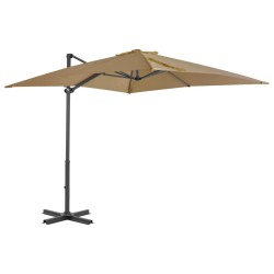 vidaXL Sombrilla voladiza con poste de aluminio gris topo 250x250 cm