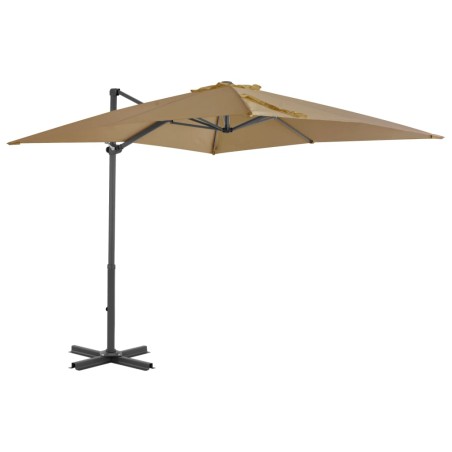 vidaXL Sombrilla voladiza con poste de aluminio gris topo 250x250 cm
