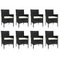 vidaXL Set de comedor de jardín 9 pzas y cojines ratán sintético negro vidaXL Set de comedor de jardín 9 pzas y cojines ratán sintético negro