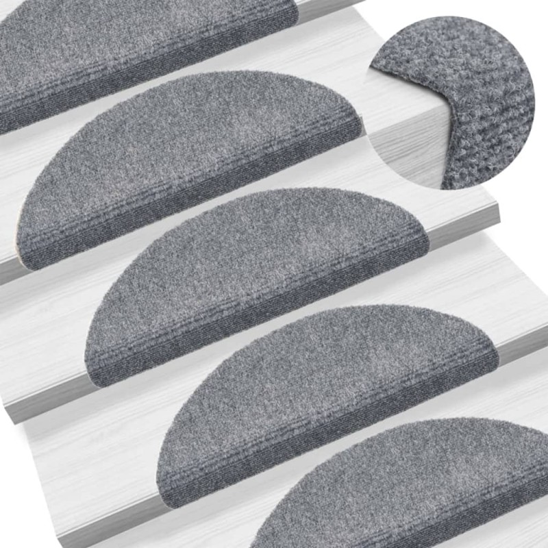 vidaXL Alfombrillas de escalera autoadhesivas 10 uds gris 56x17x3 cm vidaXL Alfombrillas de escalera autoadhesivas 10 uds gris 56x17x3 cm