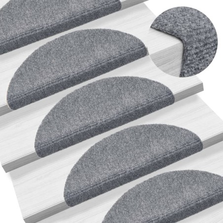 vidaXL Alfombrillas de escalera autoadhesivas 10 uds gris 56x17x3 cm