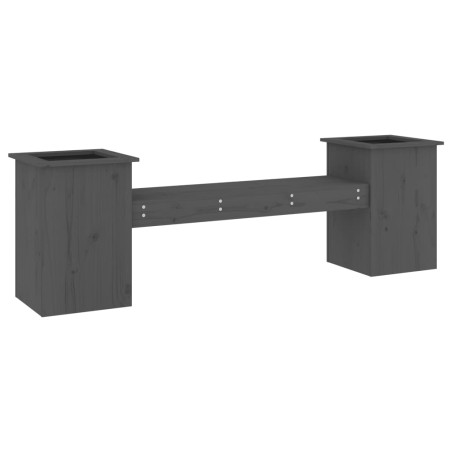 vidaXL Banco con jardineras madera maciza pino gris 184,5x39,5x56,5 cm