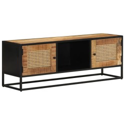 vidaXL Mueble de TV madera de mango sin tratar y hierro 110x30x40 cm