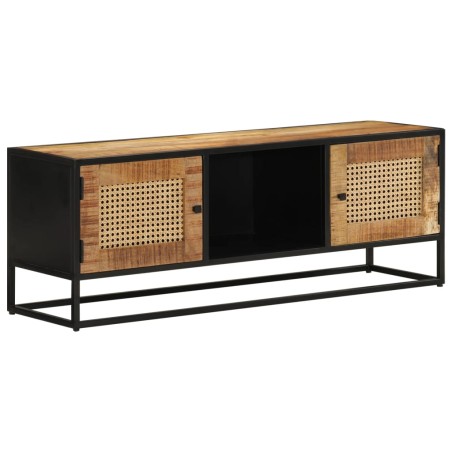 vidaXL Mueble de TV madera de mango sin tratar y hierro 110x30x40 cm
