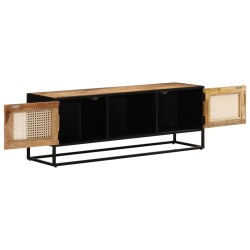 vidaXL Mueble de TV madera de mango sin tratar y hierro 110x30x40 cm