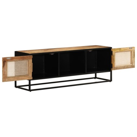 vidaXL Mueble de TV madera de mango sin tratar y hierro 110x30x40 cm