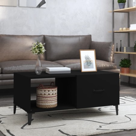 vidaXL Mesa de centro madera contrachapada negro 90x50x40 cm