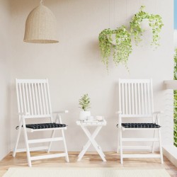 vidaXL Cojines de silla de jardín 2 uds tela a cuadros negro 40x40x3cm