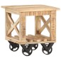 vidaXL Mesa auxiliar con ruedas madera de mango rugosa 40x40x42 cm vidaXL Mesa auxiliar con ruedas madera de mango rugosa 40x40x42 cm
