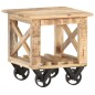 vidaXL Mesa auxiliar con ruedas madera de mango rugosa 40x40x42 cm vidaXL Mesa auxiliar con ruedas madera de mango rugosa 40x40x42 cm