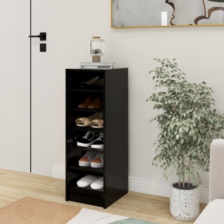 vidaXL Mueble zapatero madera contrachapada negro 31,5x35x90 cm