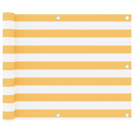 vidaXL Toldo para balcón tela oxford blanco y amarillo 75x400 cm