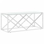 vidaXL Mesa de centro acero inoxidable y vidrio 110x45x45 cm vidaXL Mesa de centro acero inoxidable y vidrio 110x45x45 cm