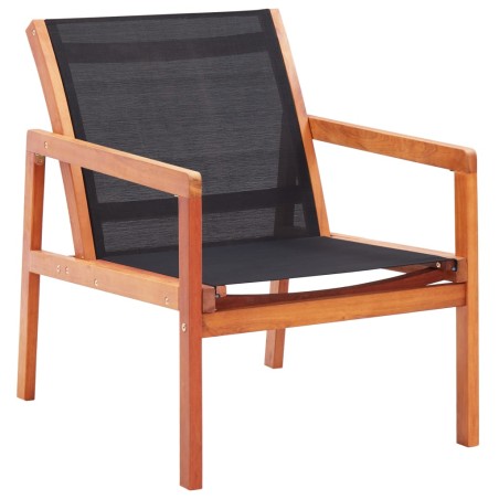 vidaXL Silla de jardín de madera maciza de eucalipto y textilene negro