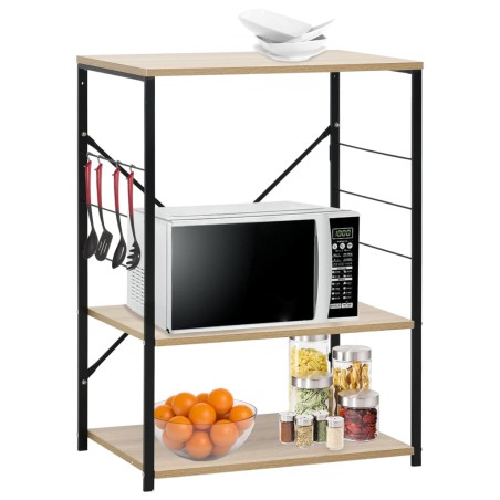 vidaXL Armario microondas madera ingeniería negro roble 60x39,6x79,5cm