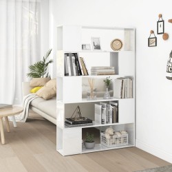 vidaXL Librería separador madera de ingeniería blanco brillo