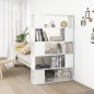 vidaXL Librería separador madera de ingeniería blanco brillo