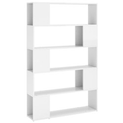 vidaXL Librería separador madera de ingeniería blanco brillo