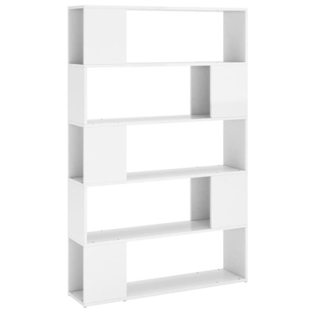 vidaXL Librería separador madera de ingeniería blanco brillo