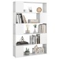 vidaXL Librería separador madera de ingeniería blanco brillo