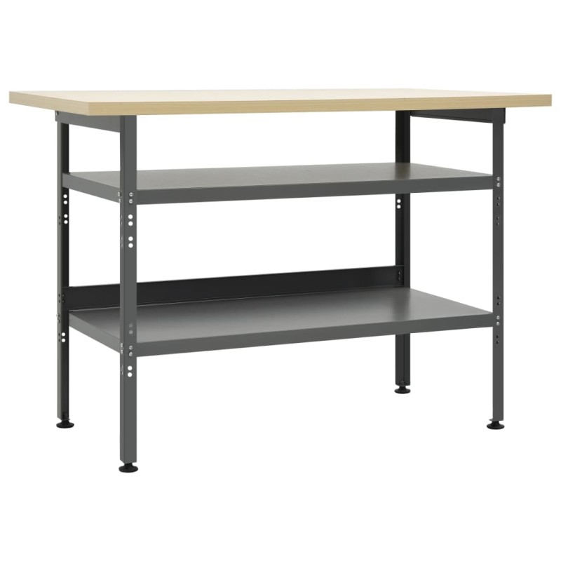 vidaXL Banco de trabajo de acero gris 120x60x85 cm