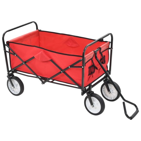 vidaXL Carrito de mano plegable de acero color rojo