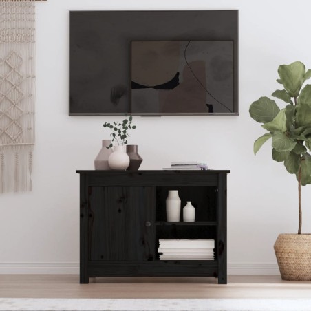vidaXL Mueble de TV de madera maciza de pino negro 70x36,5x52 cm
