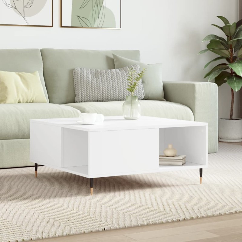 vidaXL Mesa de centro madera contrachapada blanco 80x80x36,5 cm vidaXL Mesa de centro madera contrachapada blanco 80x80x36,5 cm
