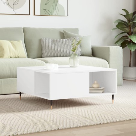 vidaXL Mesa de centro madera contrachapada blanco 80x80x36,5 cm