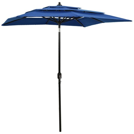 vidaXL Sombrilla de 3 niveles con poste de aluminio azul 2x2 m