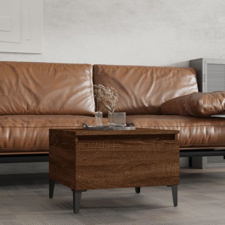 vidaXL Mesa auxiliar madera contrachapada roble marrón 50x46x35 cm