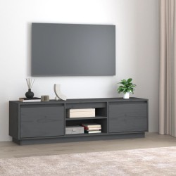 vidaXL Mueble de TV de madera maciza de pino gris 140x35x40 cm
