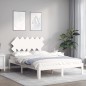 vidaXL Estructura de cama con cabecero madera maciza blanco 120x200 cm vidaXL Estructura de cama con cabecero madera maciza blanco 120x200 cm