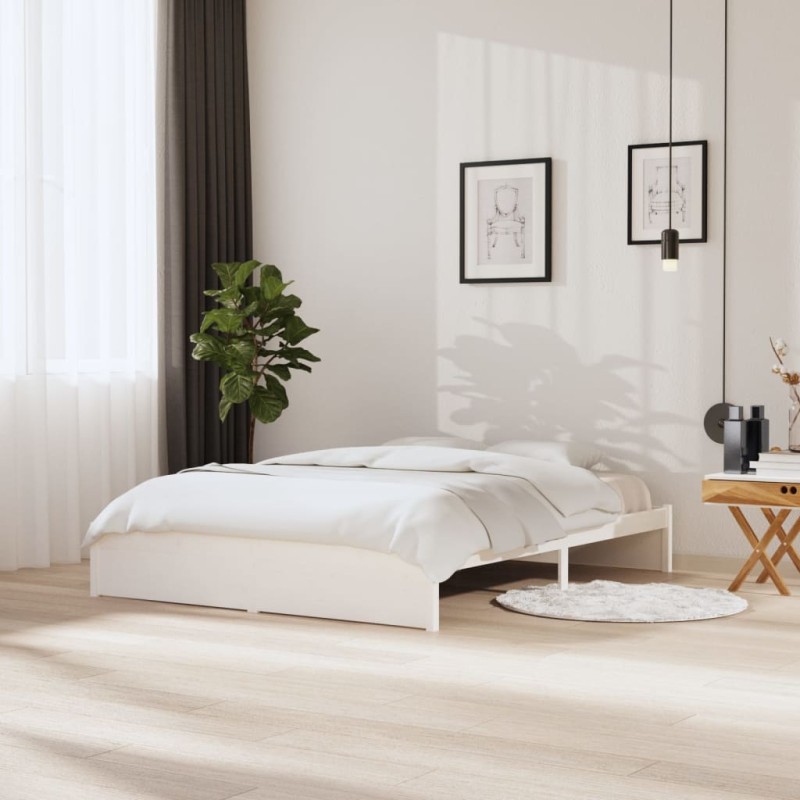 vidaXL Estructura de cama de madera maciza blanco 160x200 cm vidaXL Estructura de cama de madera maciza blanco 160x200 cm