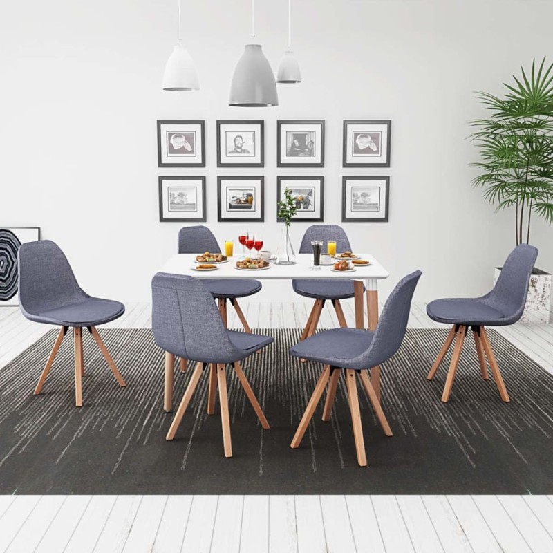 vidaXL Conjunto de mesa de comedor y sillas 7 uds blanco y gris claro vidaXL Conjunto de mesa de comedor y sillas 7 uds blanco y gris claro