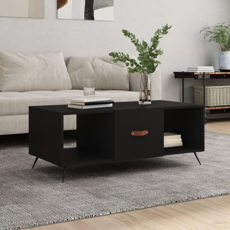 vidaXL Mesa de centro madera contrachapada negro 102x50x40 cm