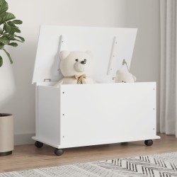vidaXL Baúl almacenaje ruedas ALTA madera maciza blanco 73x39,5x44 cm