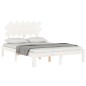 vidaXL Estructura de cama con cabecero madera maciza blanco 120x200 cm vidaXL Estructura de cama con cabecero madera maciza blanco 120x200 cm