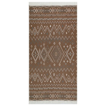 vidaXL Alfombra de algodón beige y azul 120x180 cm