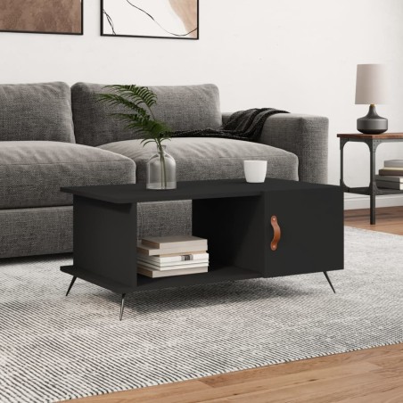 vidaXL Mesa de centro madera contrachapada negro 90x50x40 cm