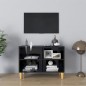 vidaXL Mueble de TV patas de madera maciza negro brillo 69,5x30x50 cm