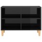 vidaXL Mueble de TV patas de madera maciza negro brillo 69,5x30x50 cm