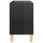 vidaXL Mueble de TV patas de madera maciza negro brillo 69,5x30x50 cm