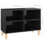 vidaXL Mueble de TV patas de madera maciza negro brillo 69,5x30x50 cm