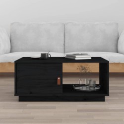 vidaXL Mesa de centro de madera maciza de pino negro 80x50x35,5 cm