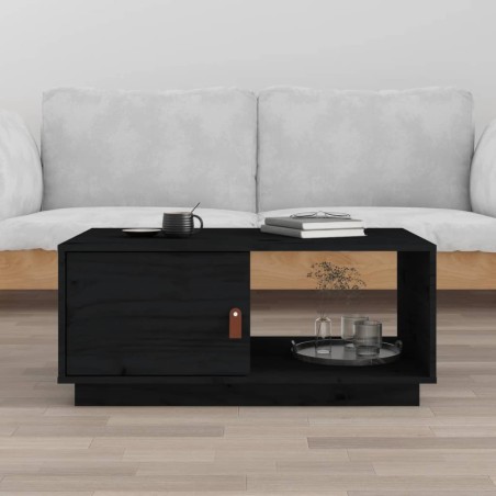 vidaXL Mesa de centro de madera maciza de pino negro 80x50x35,5 cm