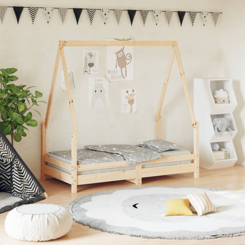 vidaXL Estructura de cama para niños madera maciza de pino 70x140 cm vidaXL Estructura de cama para niños madera maciza de pino 70x140 cm