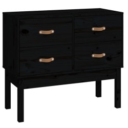 vidaXL Mueble consola de madera maciza de pino negro 90x40x78 cm