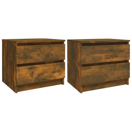 vidaXL Mesita de noche 2 uds contrachapado roble ahumado 50x39x43,5 cm